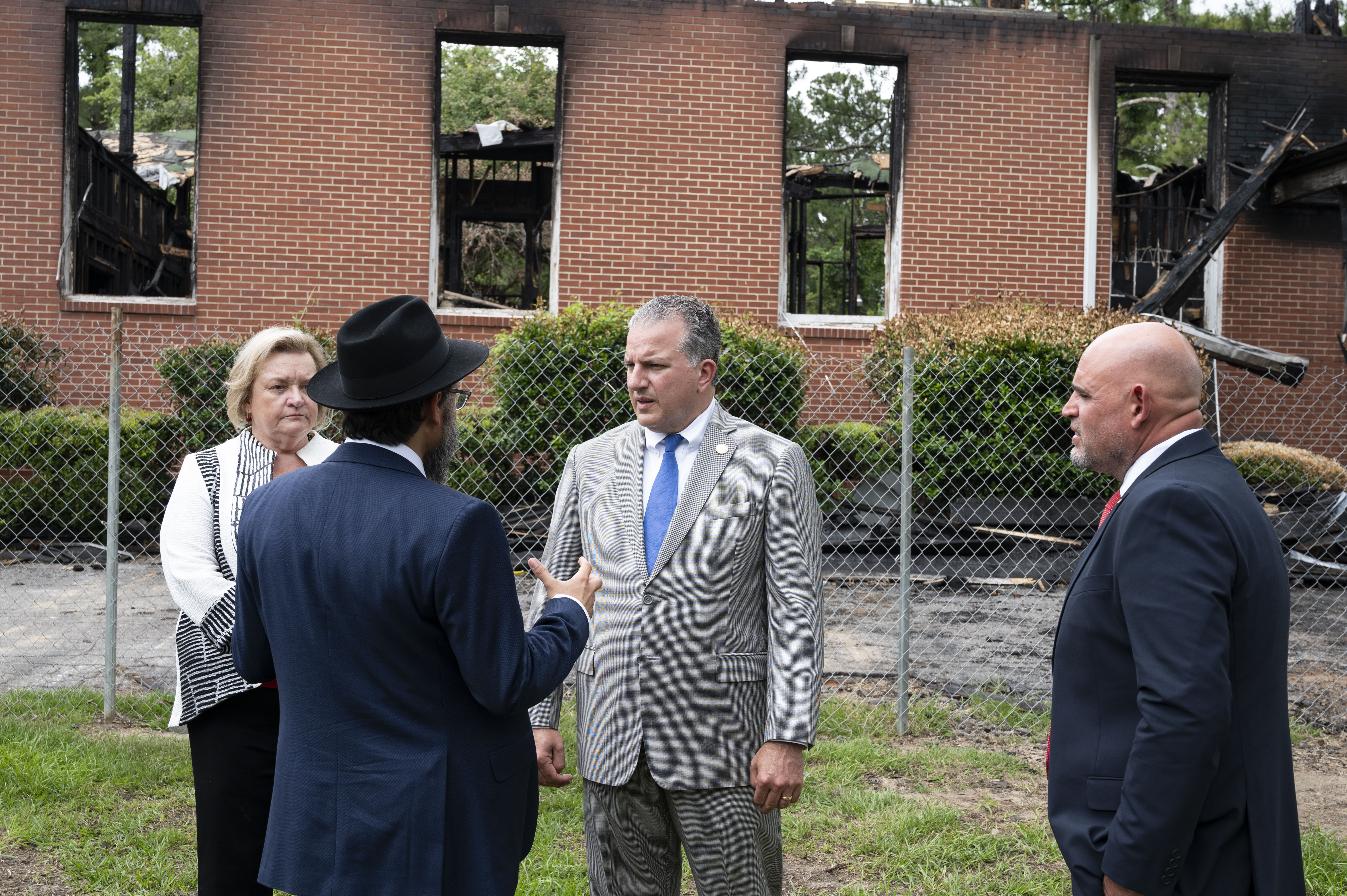  State Fire Marshal Jimmy Patronis Tours Site of Chabad of Tallahassee Fire with Israeli Consulate