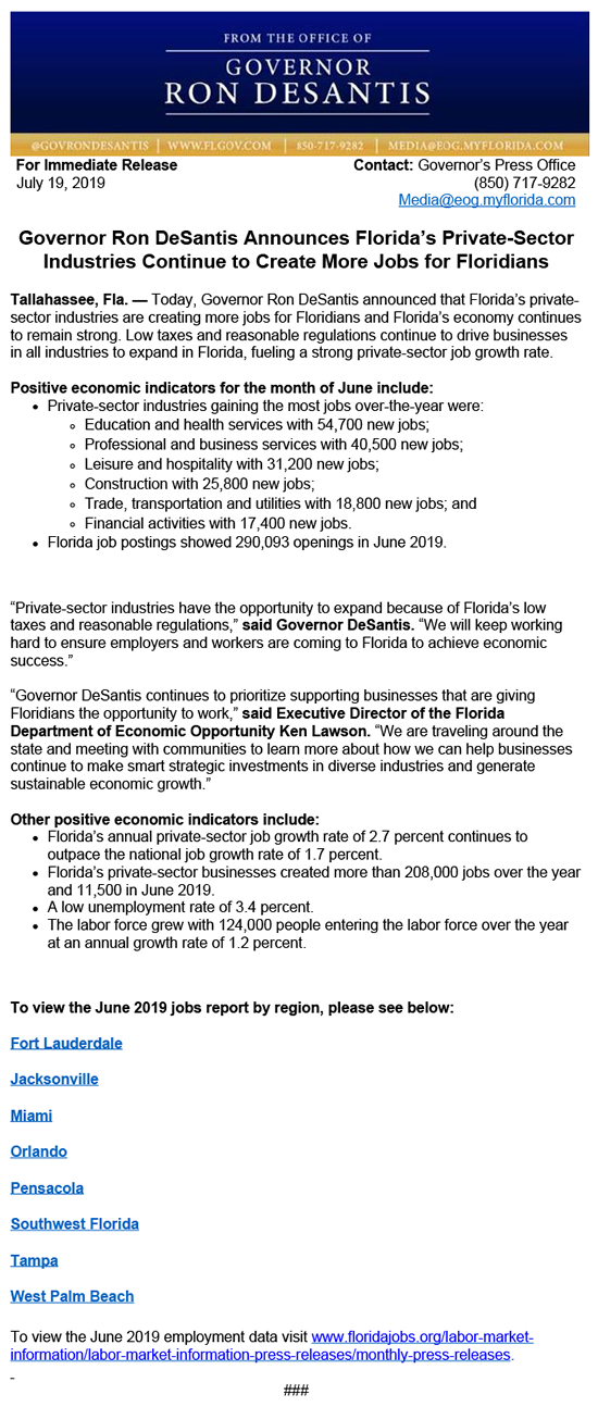 DeSantis Press Release