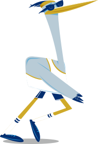 Illustrated heron jogging