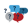 Icon of chat bubbles with question marks in them