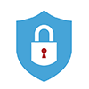 Icon of a shield with a lock on it
