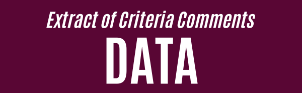 Criteria Comments - Data Criteria Comments - Data