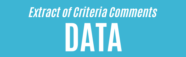Criteria Comments - Data
