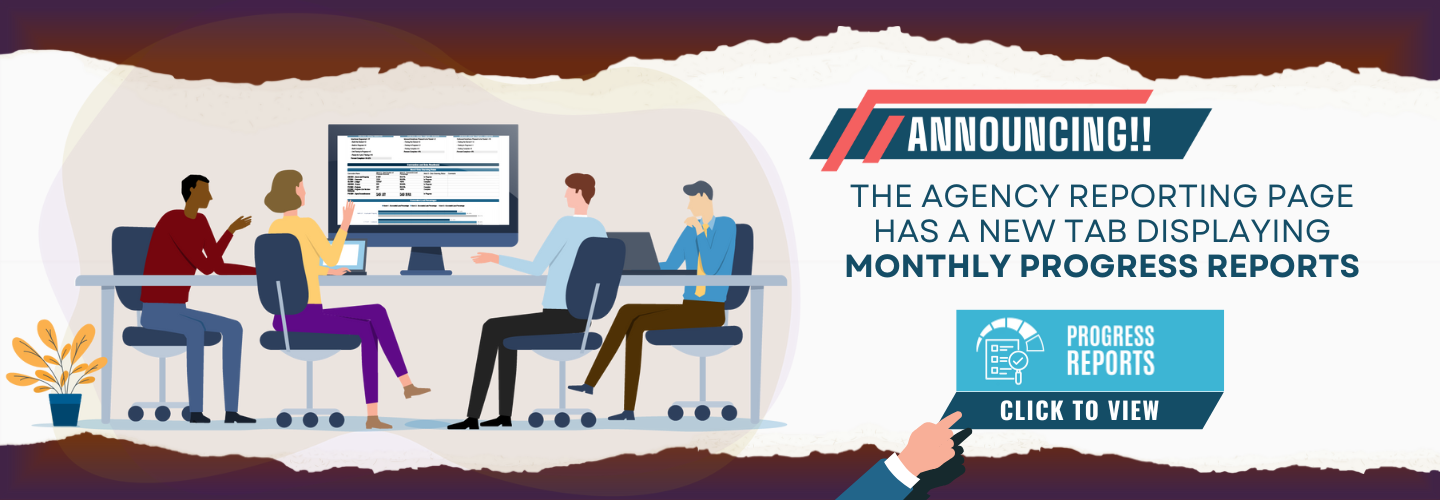 Monthly Progress Reports on the Agency Reporting Page
