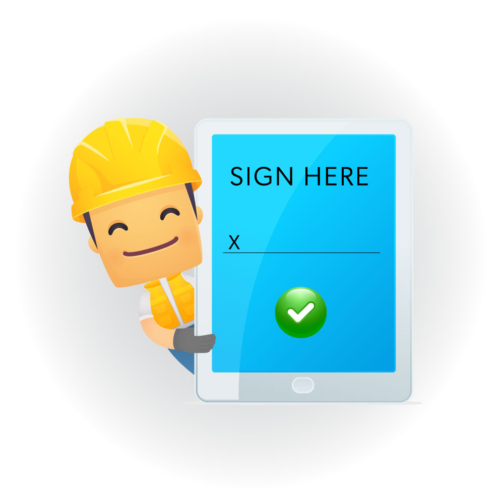 Contractor asks you to electronically sign a document on a tablet 