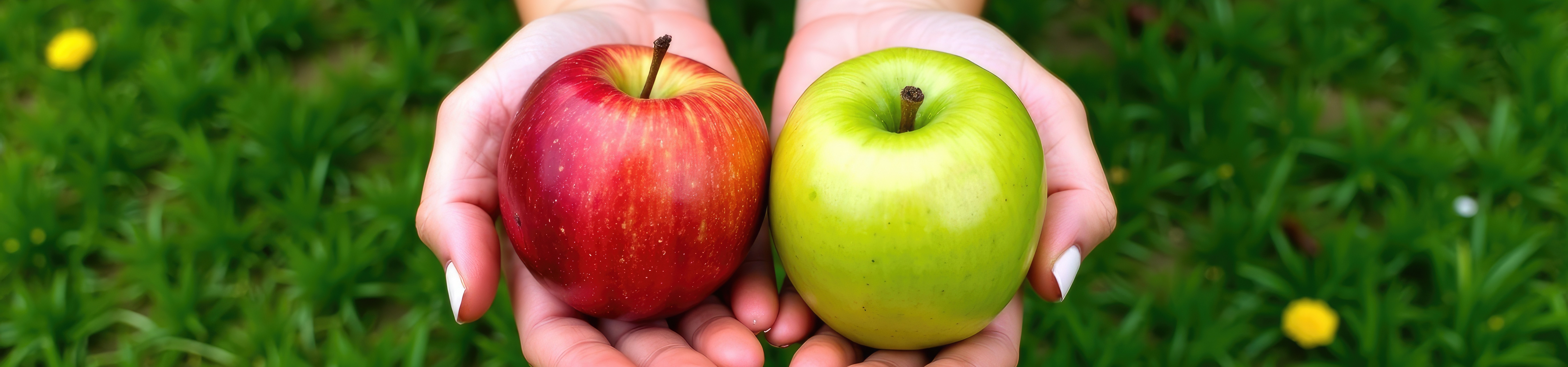 Apples to Apples Comparison Hands holding two different apples
