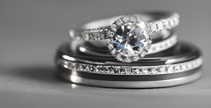 Jewelry Collection of jewelry including rings with diamonds, gems and pearls