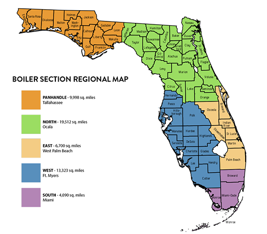 Florida boiler section region map Florida boiler section region map